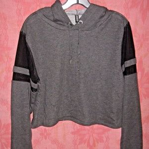H&M Divided Gray Cropped Crop Hoodie Top